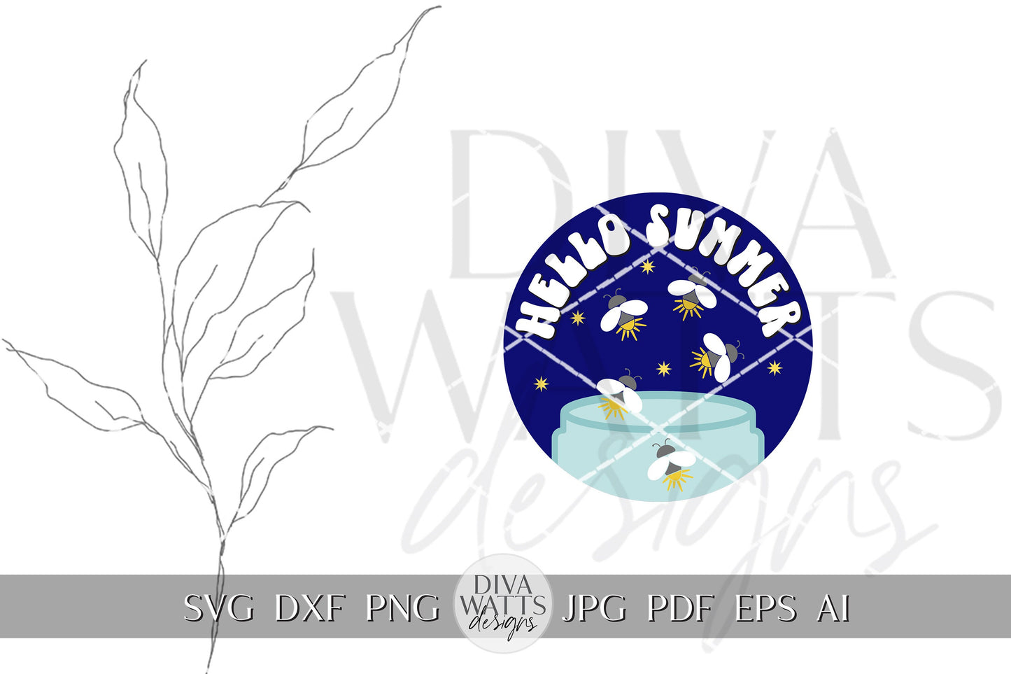 Hello Summer SVG Fireflies svg Lightning Bugs svg Summer Door hanger svg Summer Porch Decor svg Summer Sign Hello svg Welcome svg Cricut svg