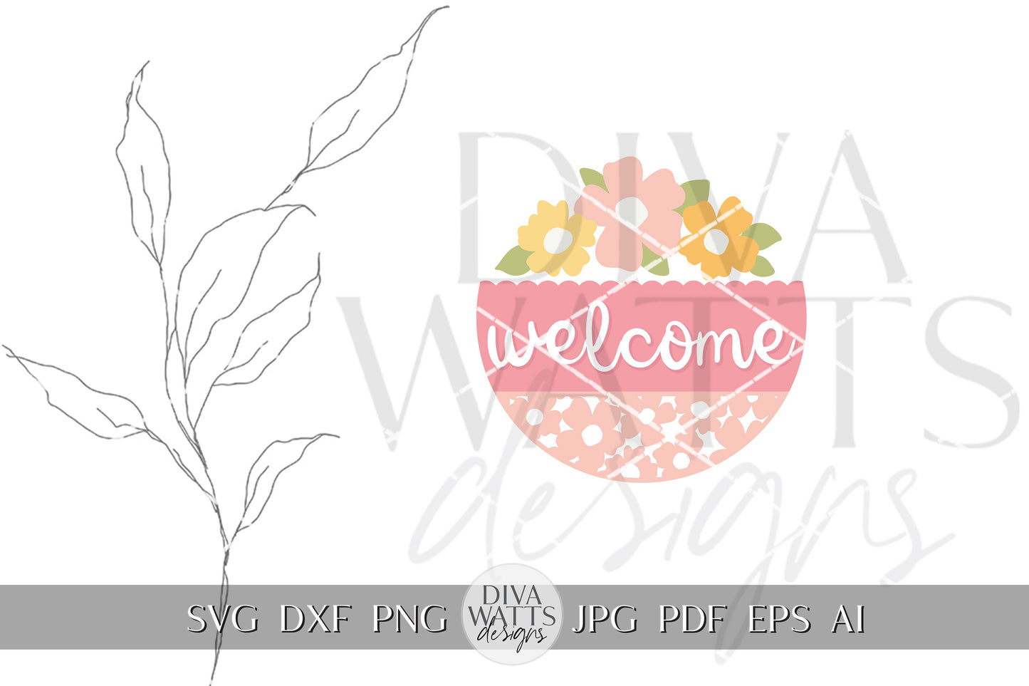Welcome SVG Summer Flowers svg Door Hanger For Summer SVG Door Hanger SVG For Summer Sign Summer Round Sign svg Summer Round svg Circut svg