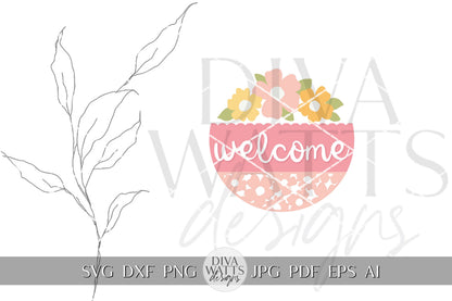 Welcome SVG Summer Flowers svg Door Hanger For Summer SVG Door Hanger SVG For Summer Sign Summer Round Sign svg Summer Round svg Circut svg