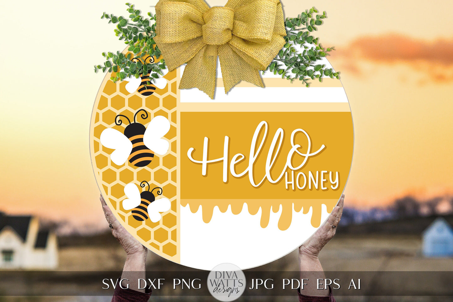 Hello Honey SVG Honey Bee svg Honey svg Bee Welcome Sign svg Bee Welcome Sign svg Bee Door Hanger svg Summer svg Funny Cricut svg
