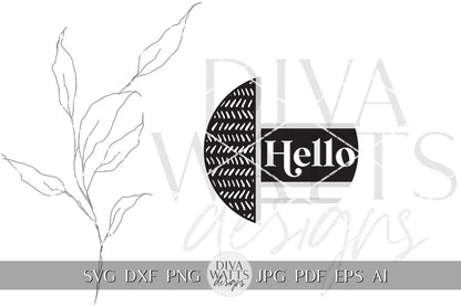 Hello SVG Boho Door Hanger SVG Farmhouse Door Hanger SVG Welcome svg Home Decor svg Geometric Door Hanger svg Cricut Boho svg Door Decor
