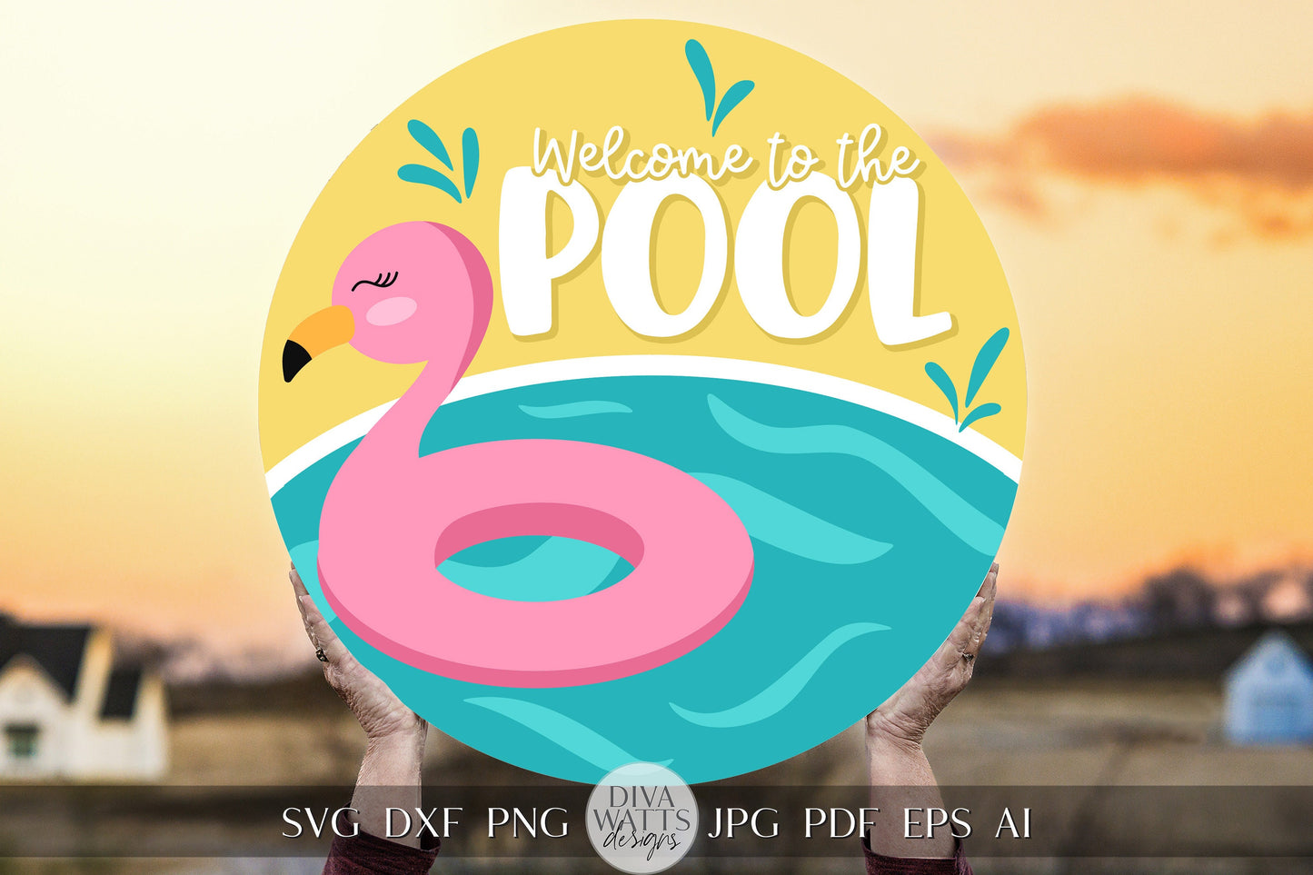 Welcome To The Pool SVG Pool Door Hanger SVG Pool Decor SVG Summer Welcome svg Summer Door Hanger svg Summer Sign Cricut svg Flamingo svg