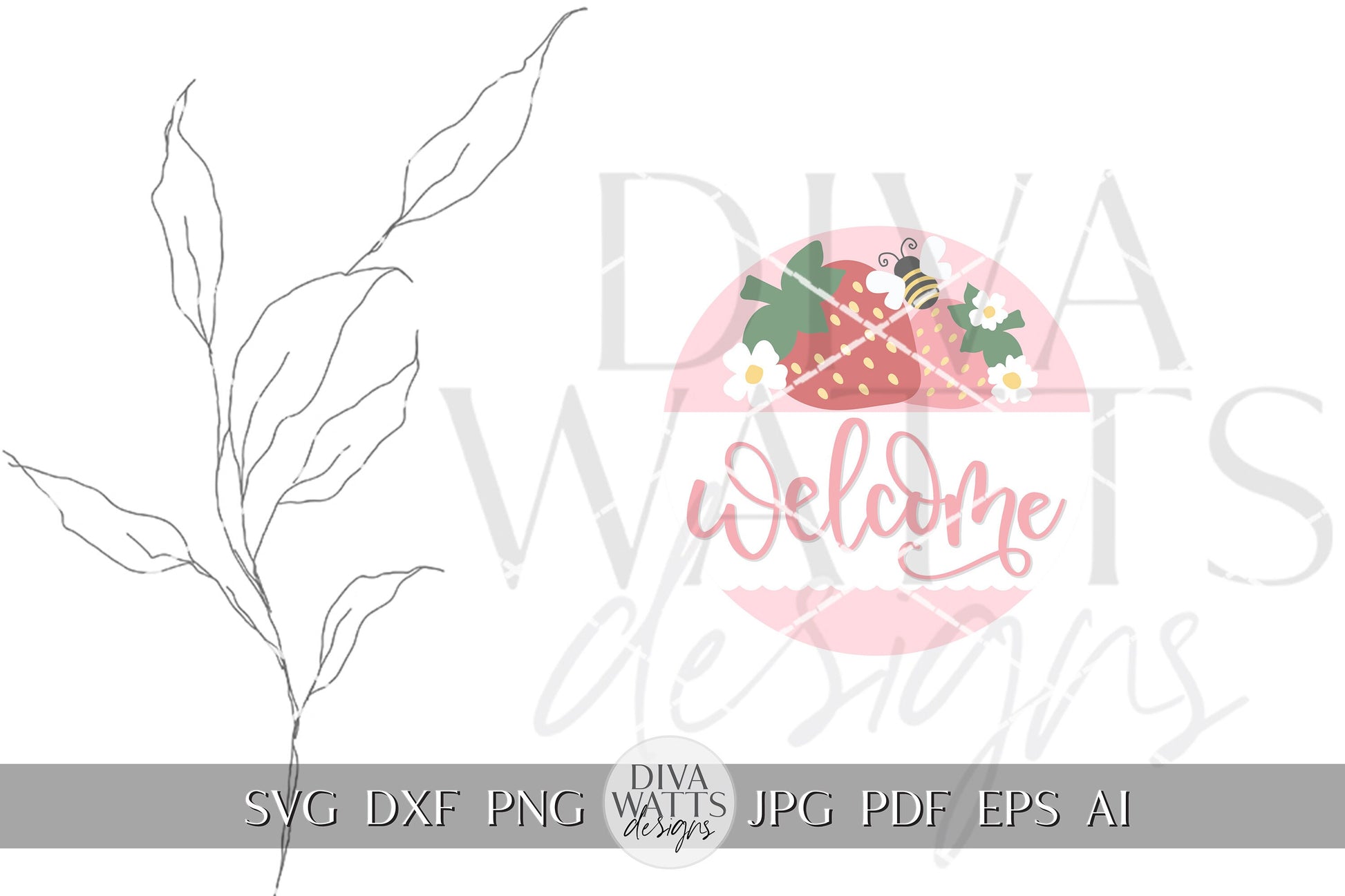 Welcome SVG Summer Strawberries svg Strawberry Door Hanger svg Strawberry Sign svg Strawberry Decor svg Cricut Strawberries svg bee svg