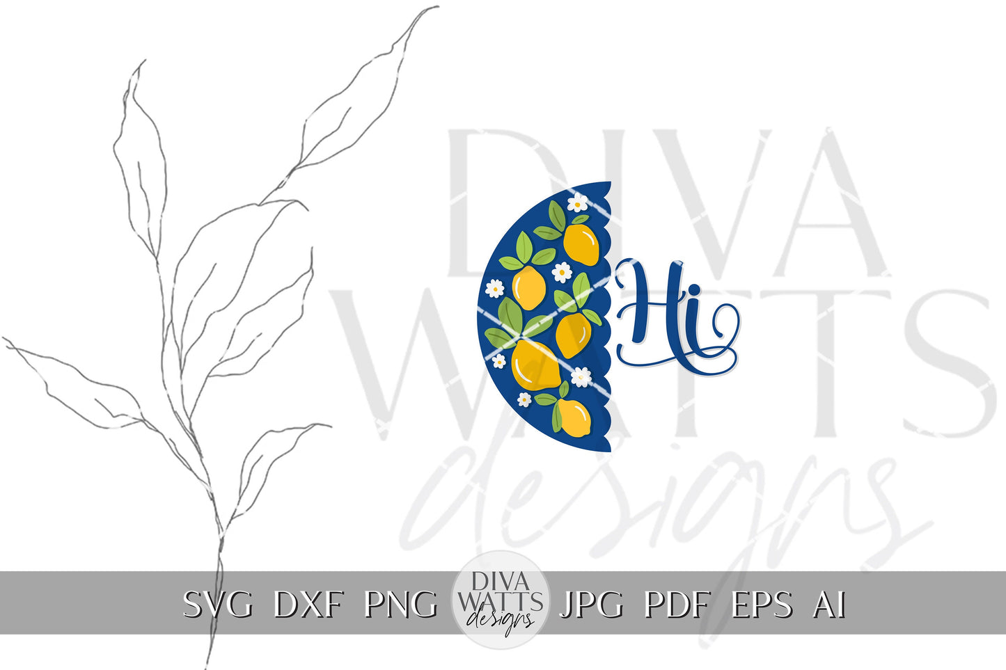 Hi SVG Lemon Round Design svg Summer Door Hanger svg Lemon SVG for Porch sign Porch decor svg Summer svg Summer lemon svg cricut svg Matisse