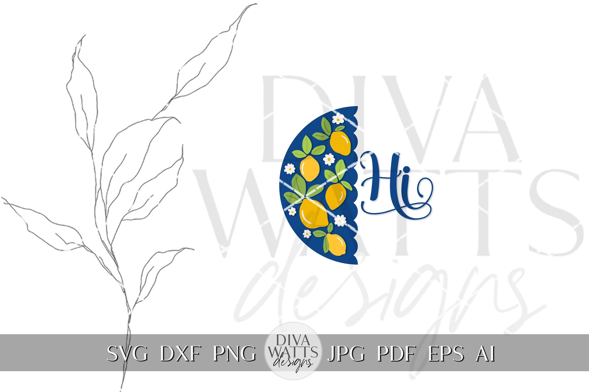 Hi SVG Lemon Round Design svg Summer Door Hanger svg Lemon SVG for Porch sign Porch decor svg Summer svg Summer lemon svg cricut svg Matisse