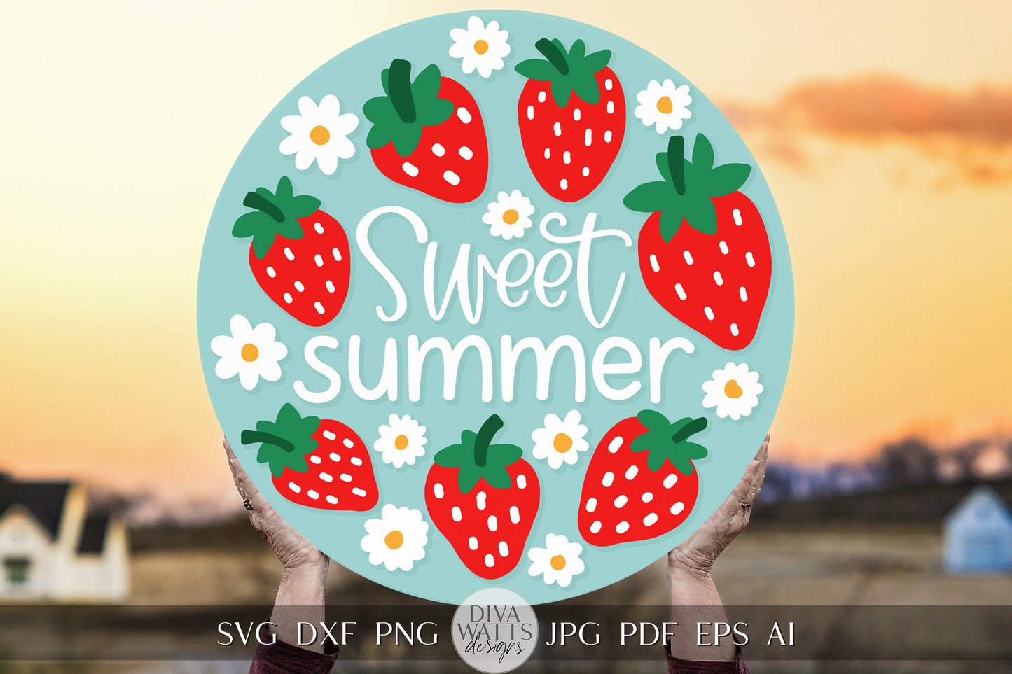 Sweet Summer SVG Summer Strawberries svg Strawberry Door Hanger svg Strawberry Sign svg Strawberry Decor svg Cricut Strawberries svg