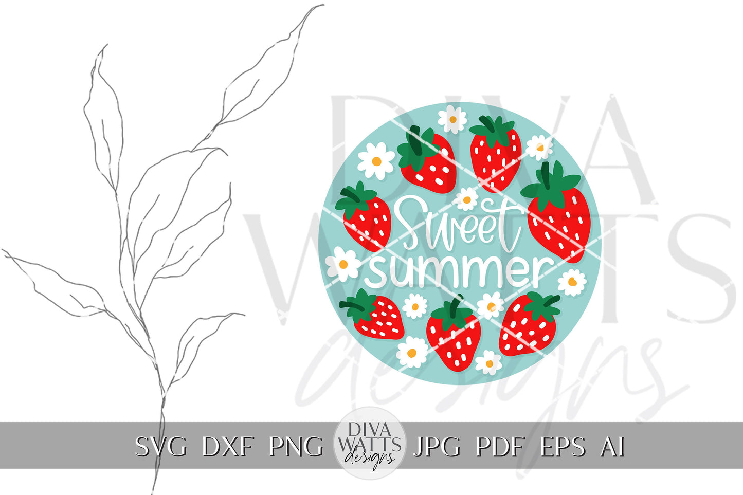 Sweet Summer SVG Summer Strawberries svg Strawberry Door Hanger svg Strawberry Sign svg Strawberry Decor svg Cricut Strawberries svg