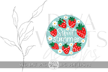 Sweet Summer SVG Summer Strawberries svg Strawberry Door Hanger svg Strawberry Sign svg Strawberry Decor svg Cricut Strawberries svg