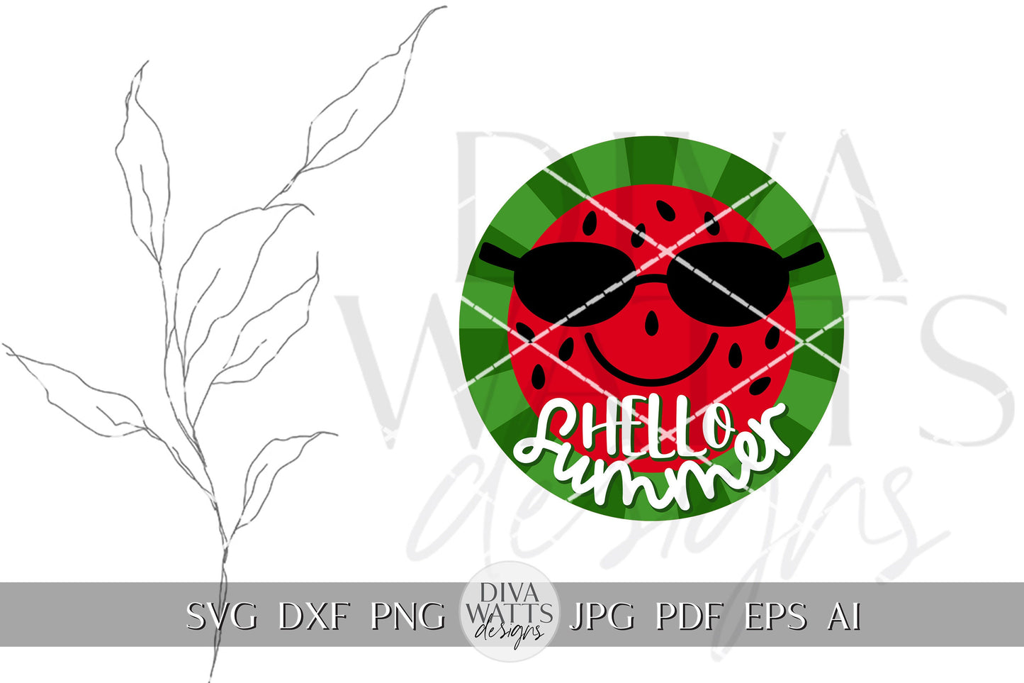 Hello Summer SVG Summer Watermelon svg Door Hanger For Summer SVG Door Hanger SVG Sign Summer Round Sign svg Watermelon svg Cricut svg