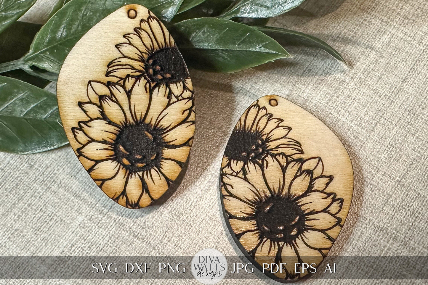 Sunflower Earrings svg Glowforge Earrings SVG Sunflower SVG For Earrings SVG Laser Earrings svg Sunflower Laser Earrings svg