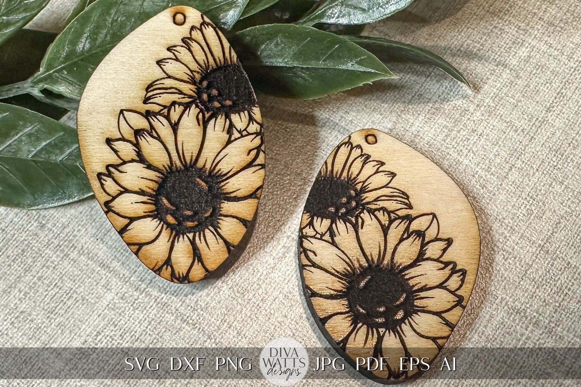 Sunflower Earrings svg Glowforge Earrings SVG Sunflower SVG For Earrings SVG Laser Earrings svg Sunflower Laser Earrings svg