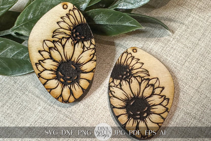 Sunflower Earrings svg Glowforge Earrings SVG Sunflower SVG For Earrings SVG Laser Earrings svg Sunflower Laser Earrings svg
