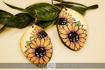 Sunflower Earrings svg Glowforge Earrings SVG Sunflower SVG For Earrings SVG Laser Earrings svg Sunflower Laser Earrings svg