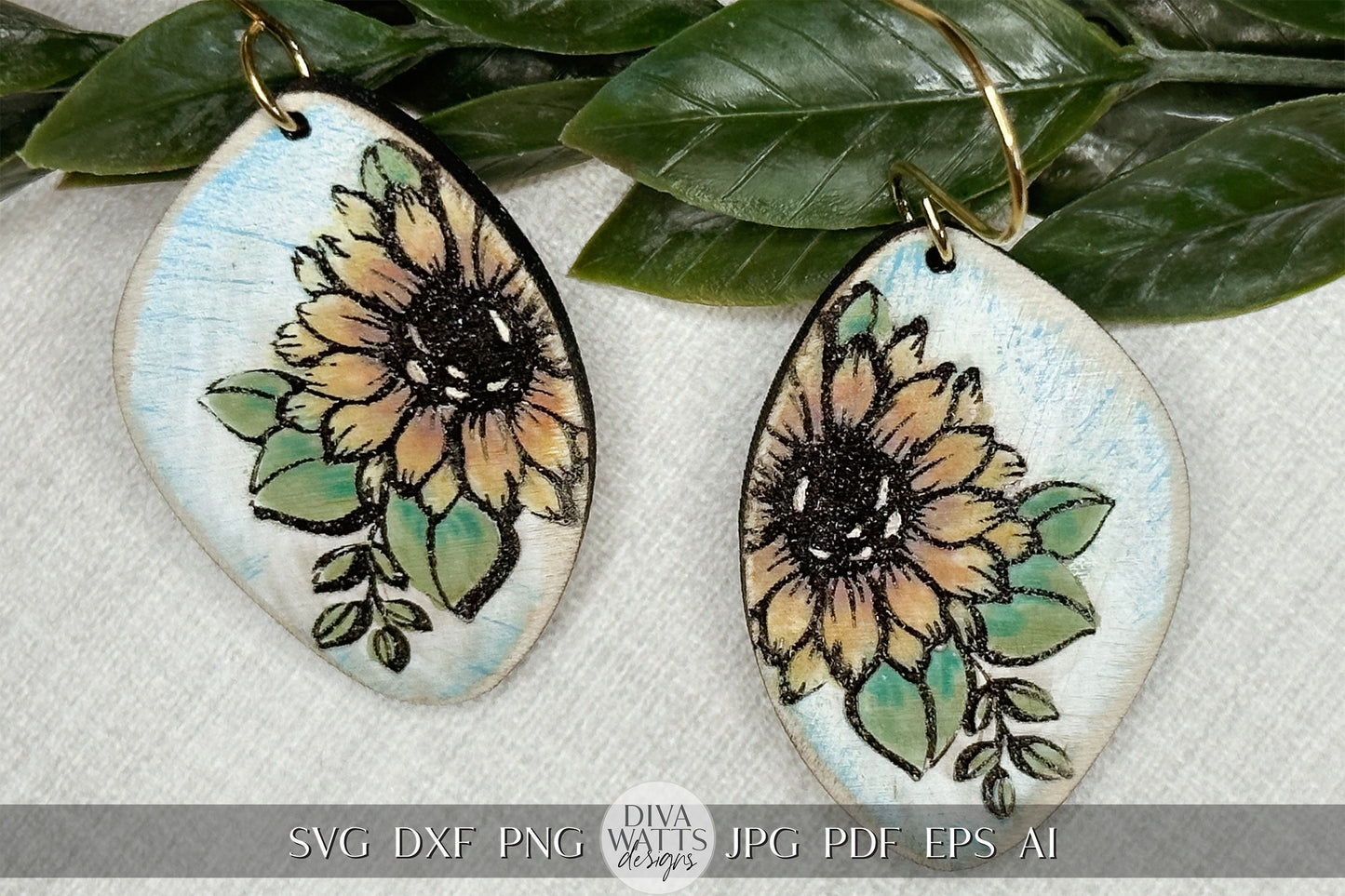 Sunflower Earrings svg Glowforge Earrings SVG Sunflower SVG For Earrings SVG Laser Earrings svg Sunflower Glowforge Laser Earrings svg