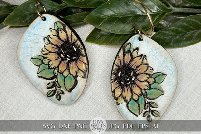 Sunflower Earrings svg Glowforge Earrings SVG Sunflower SVG For Earrings SVG Laser Earrings svg Sunflower Glowforge Laser Earrings svg
