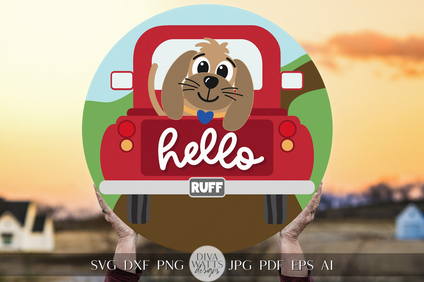 Hello SVG Dog svg Puppy Welcome Sign svg Dog Welcome Sign svg Old Truck Door Hanger svg Summer svg Cute Cricut svg