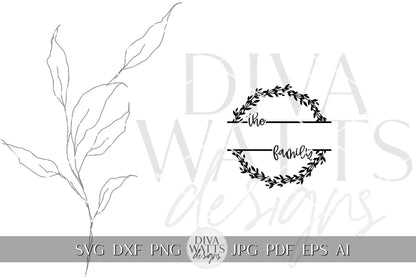Mongram Wreath SVG Family Name svg Family Wreath svg Housewarming Gift svg Family SVG for Round Sign svg Door Hanger svg Cricut Family svg