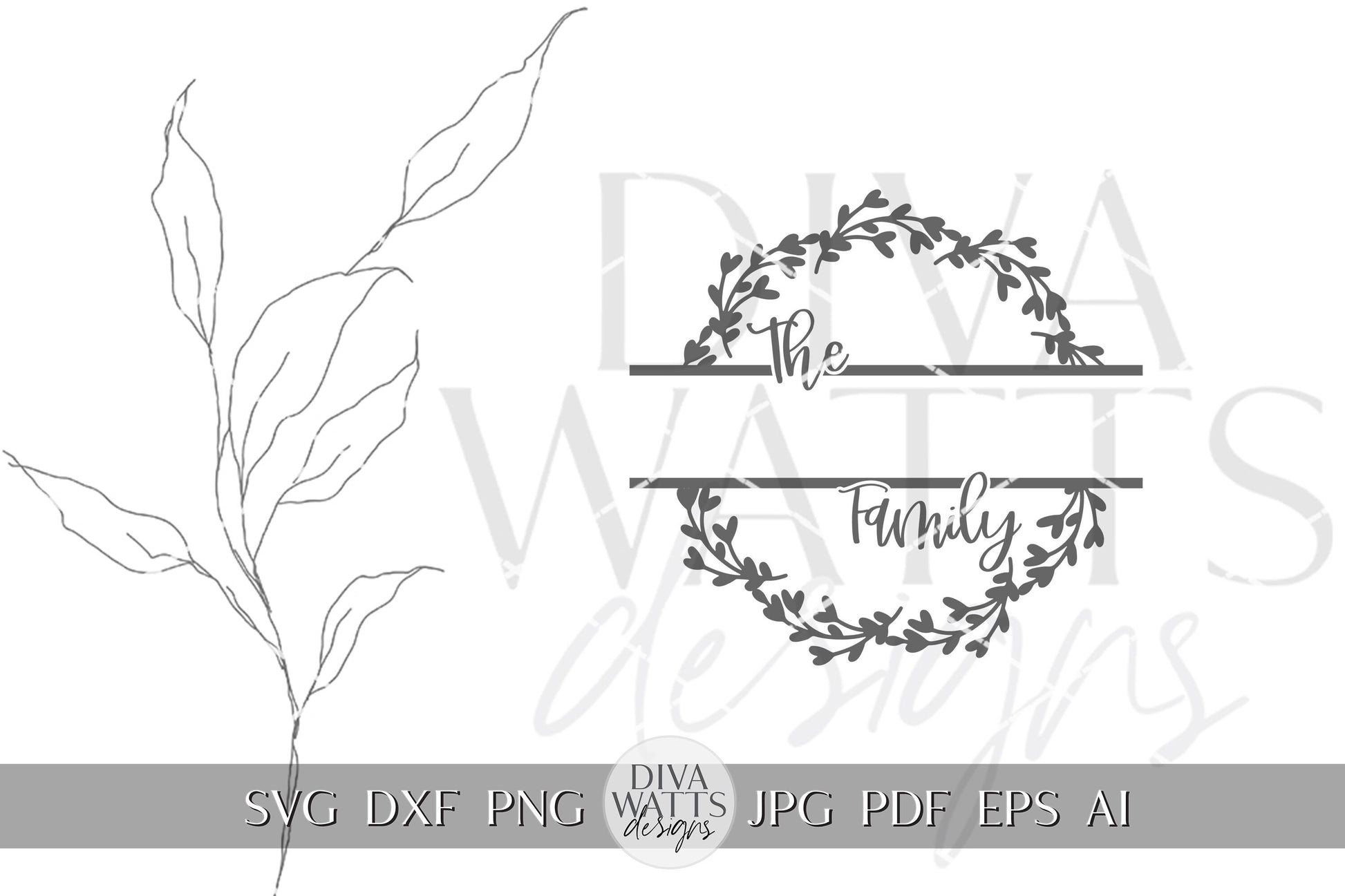 Mongram Wreath SVG Last Name svg Family Wreath svg for Housewarming Gift svg Family SVG for Round Sign svg Door Hanger svg Cricut Family svg