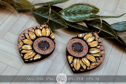Sunflower Earrings SVG Flower Earrings SVG Laser Earrings svg Glowforge Flower Earrings svg Floral Laser Earring svg Flower Jewelry svg