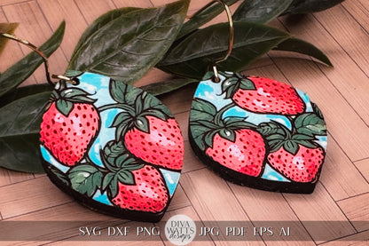 Strawberry Earrings SVG Strawberries Earrings SVG Laser Earrings svg Glowforge Berry Earrings svg Floral Laser Earring svg Glowforge svg