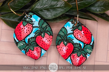 Strawberry Earrings SVG Strawberries Earrings SVG Laser Earrings svg Glowforge Berry Earrings svg Floral Laser Earring svg Glowforge svg
