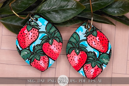 Strawberry Earrings SVG Strawberries Earrings SVG Laser Earrings svg Glowforge Berry Earrings svg Floral Laser Earring svg Glowforge svg