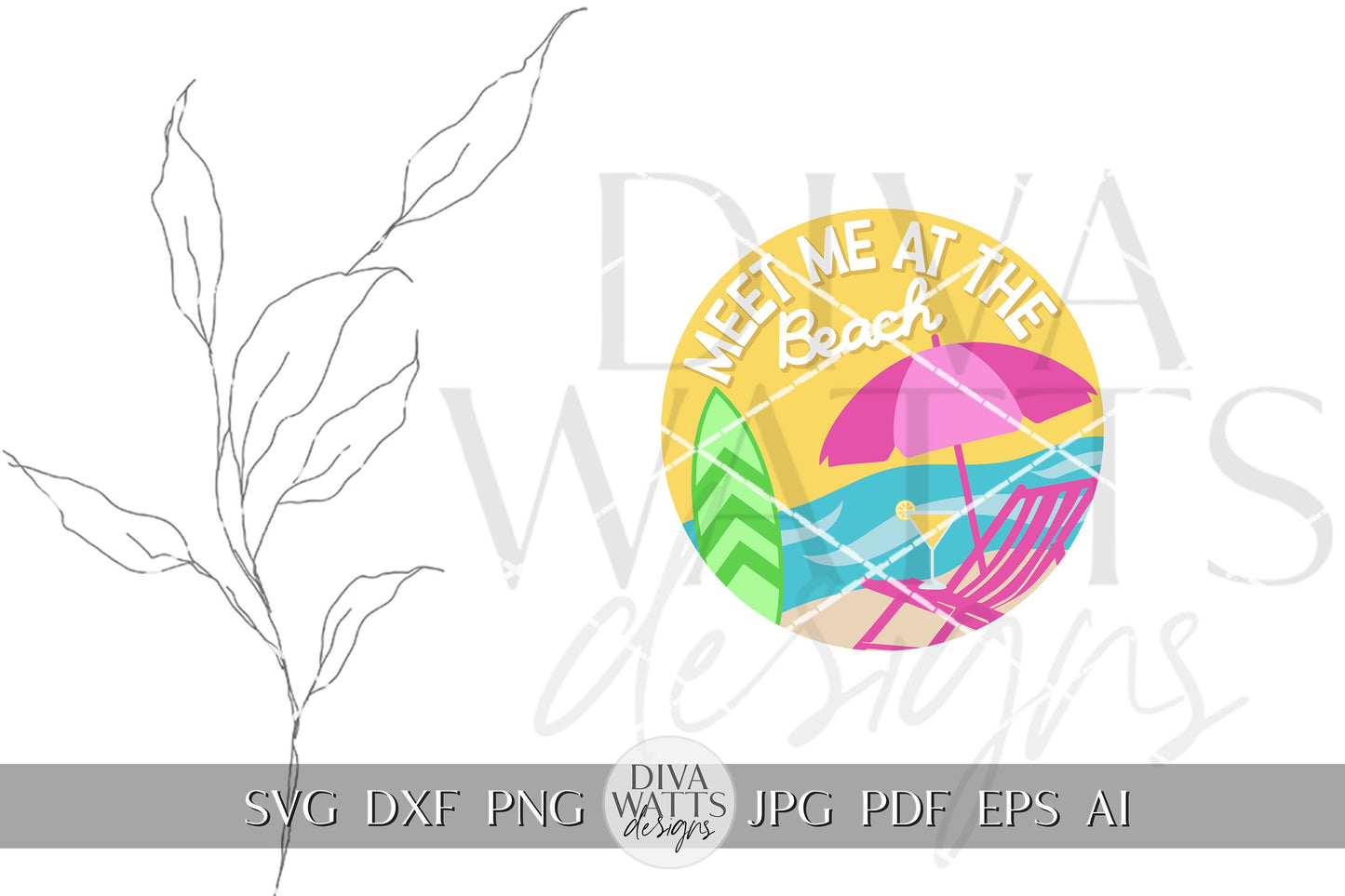 Meet Me At The Beach SVG Summer Beach svg Door Hanger For Summer SVG Door Hanger SVG For Summer Sign Summer Round Sign svg Cricut Summer svg