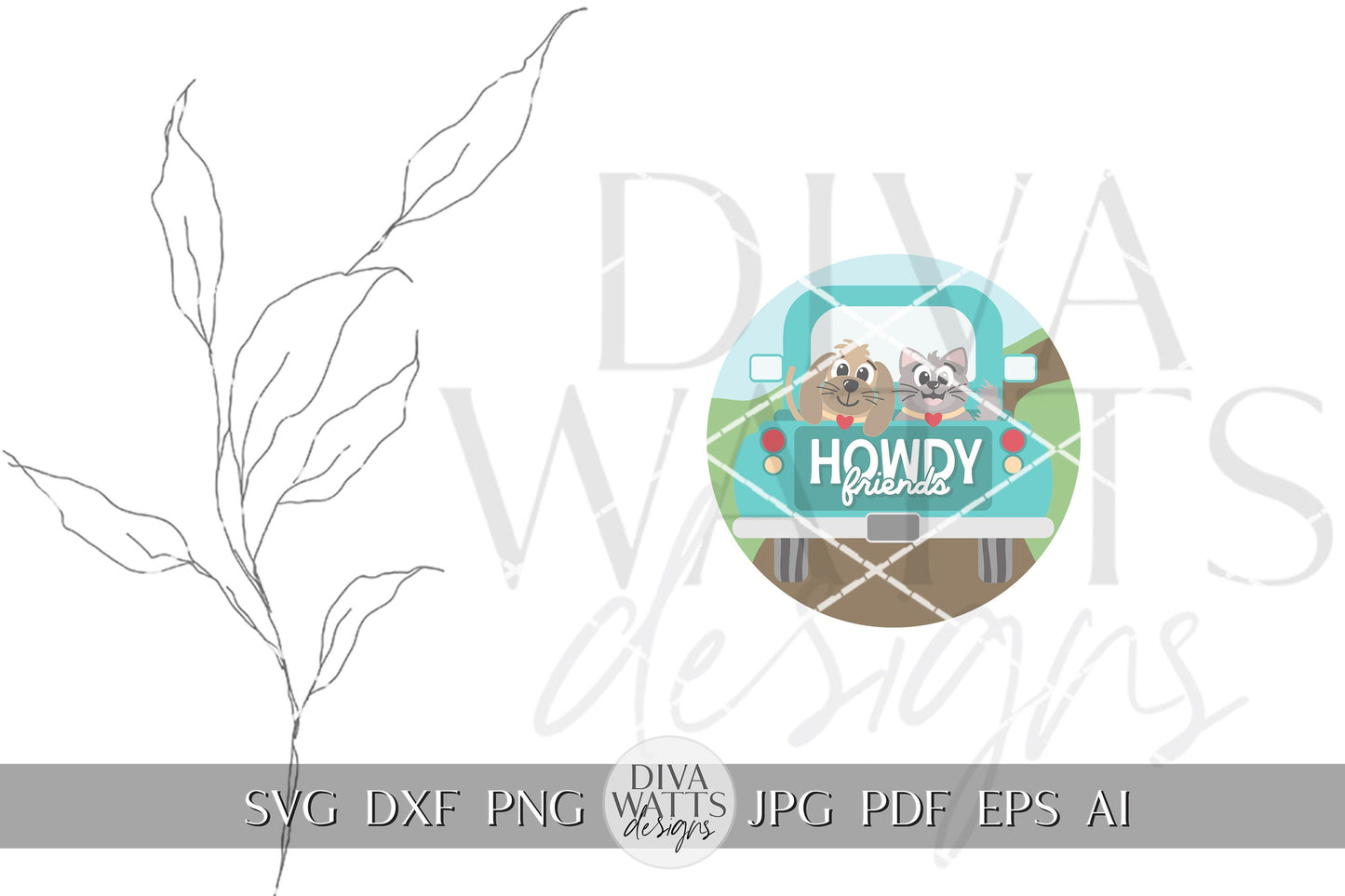 Howdy Friends SVG Cat svg Pet Welcome Sign svg Dog Welcome Sign svg Old Truck Door Hanger svg Summer svg Cute Cricut svg
