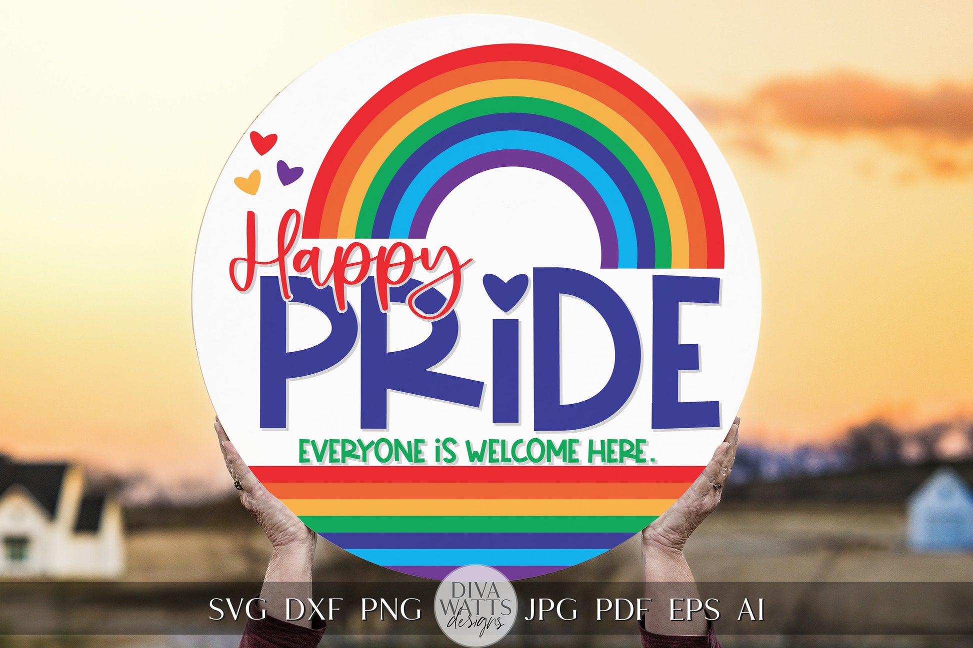 Happy Pride SVG Love Lives Here SVG Gay Pride Door Hanger SVG Pride Door Hanger svg Pride Sign svg Pride Round Sign svg Pride Rainbow svg
