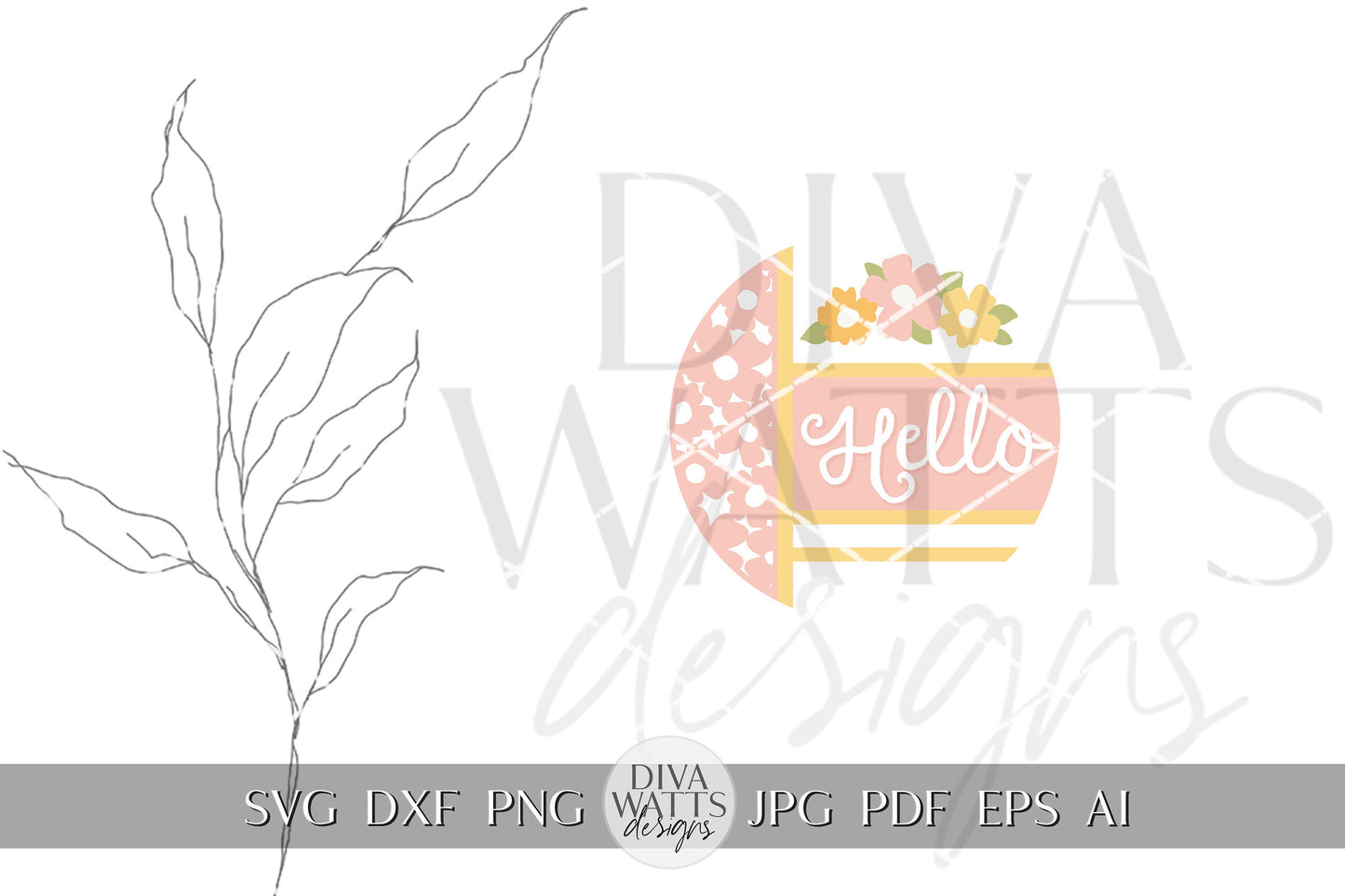Hello SVG Summer Flowers svg Door Hanger For Summer SVG Door Hanger SVG For Summer Sign Summer Round Sign svg Summer Round svg Circut svg