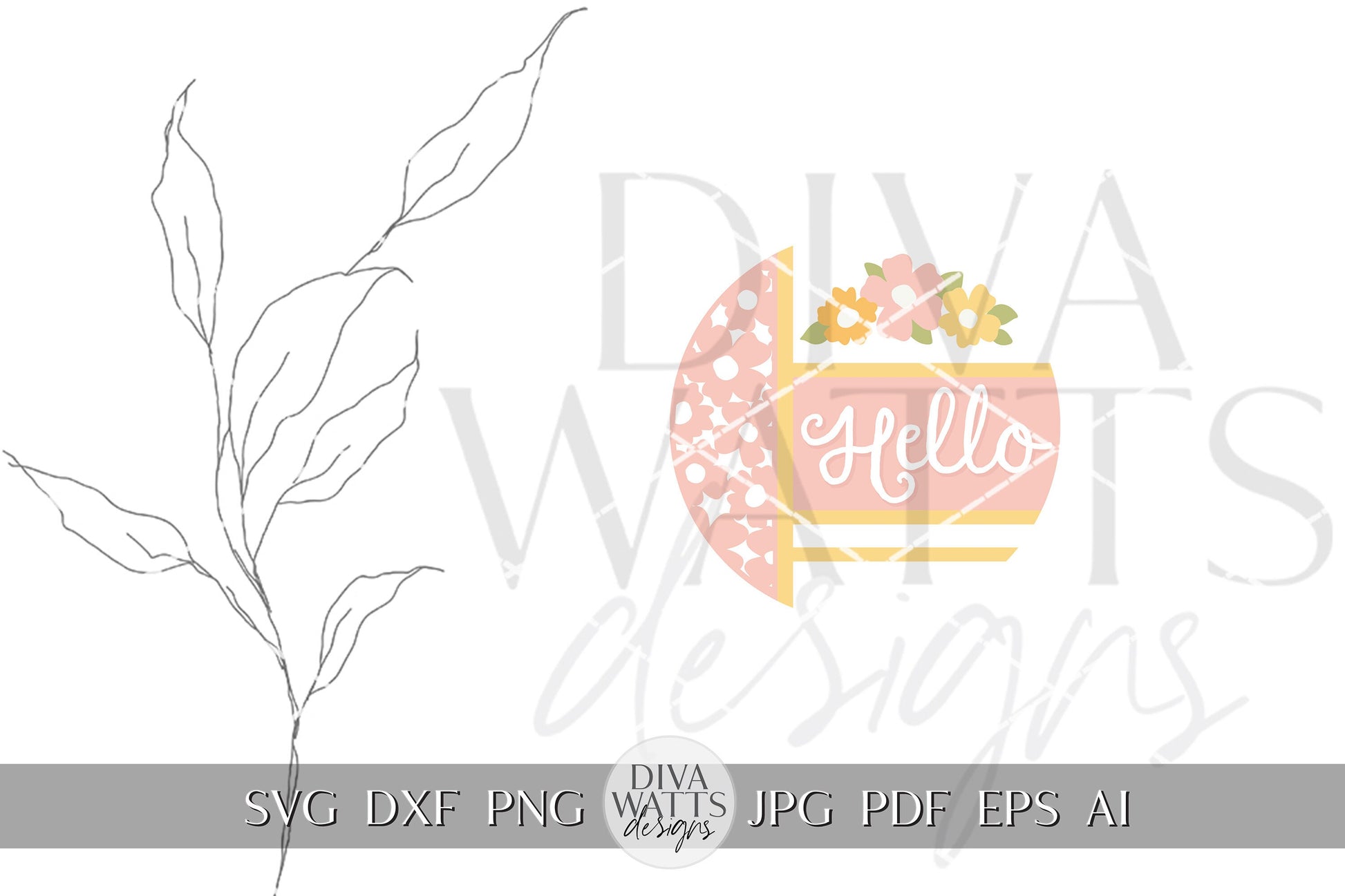 Hello SVG Summer Flowers svg Door Hanger For Summer SVG Door Hanger SVG For Summer Sign Summer Round Sign svg Summer Round svg Circut svg