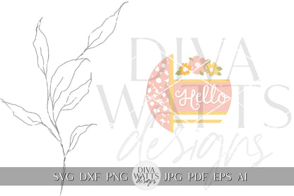 Hello SVG Summer Flowers svg Door Hanger For Summer SVG Door Hanger SVG For Summer Sign Summer Round Sign svg Summer Round svg Circut svg