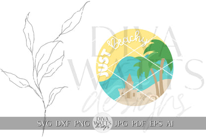 Just Beachy SVG Pool Door Hanger SVG Beach Decor SVG Summer Welcome svg Summer Door Hanger svg Summer Sign Cricut svg Sand Castle svg Beach