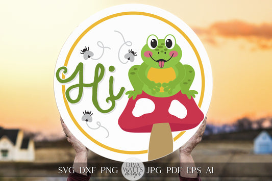 Hi SVG Cottagecore Door Hanger svg Cottagecore svg for Welcome sign svg Cricut svg for Door Hanger Sign Frog svg for Frog Mushroom sign svg