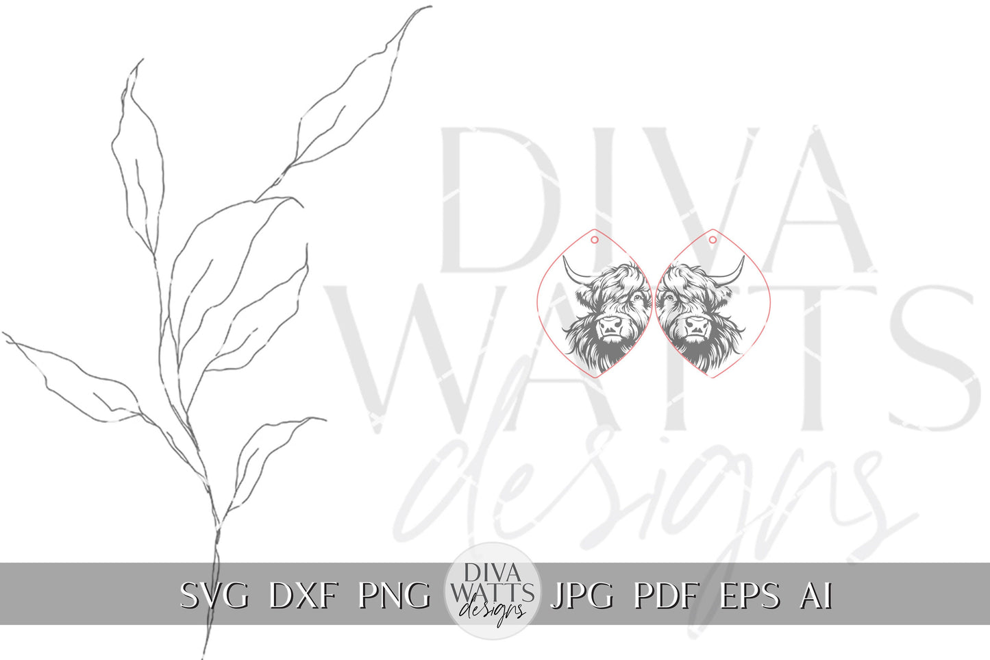 Highland Cow Earrings SVG Cow Earrings For Laser Highland Cow Laser Earrings svg Farm Animal Earrings Dangle Earrings for Laser Glowforge