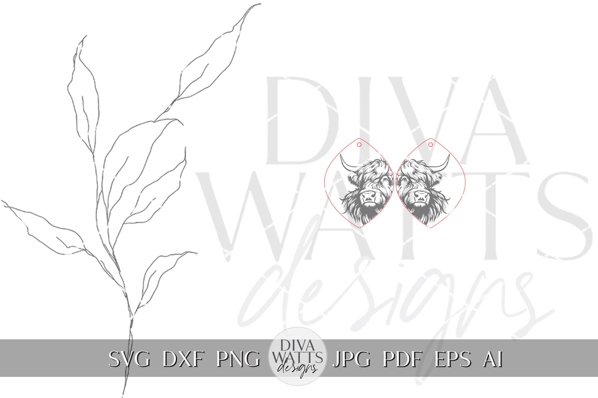 Highland Cow Earrings SVG Cow Earrings For Laser Highland Cow Laser Earrings svg Farm Animal Earrings Dangle Earrings for Laser Glowforge