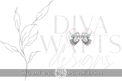 Highland Cow Earrings SVG Cow Earrings For Laser Highland Cow Laser Earrings svg Farm Animal Earrings Dangle Earrings for Laser Glowforge