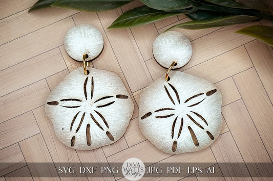 Sand Dollar Earrings SVG Beach Earrings SVG Ocean Earrings SVG Sand Dollar Laser Earring svg Glowforge Earrings File Laser Earrings for Sea