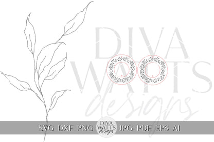 Wreath Earrings Laser SVG Greenery SVG For Earrings For Glowforge Earrings svg Round Earrings svg Easy Earrings svg Outline Earrings SVG