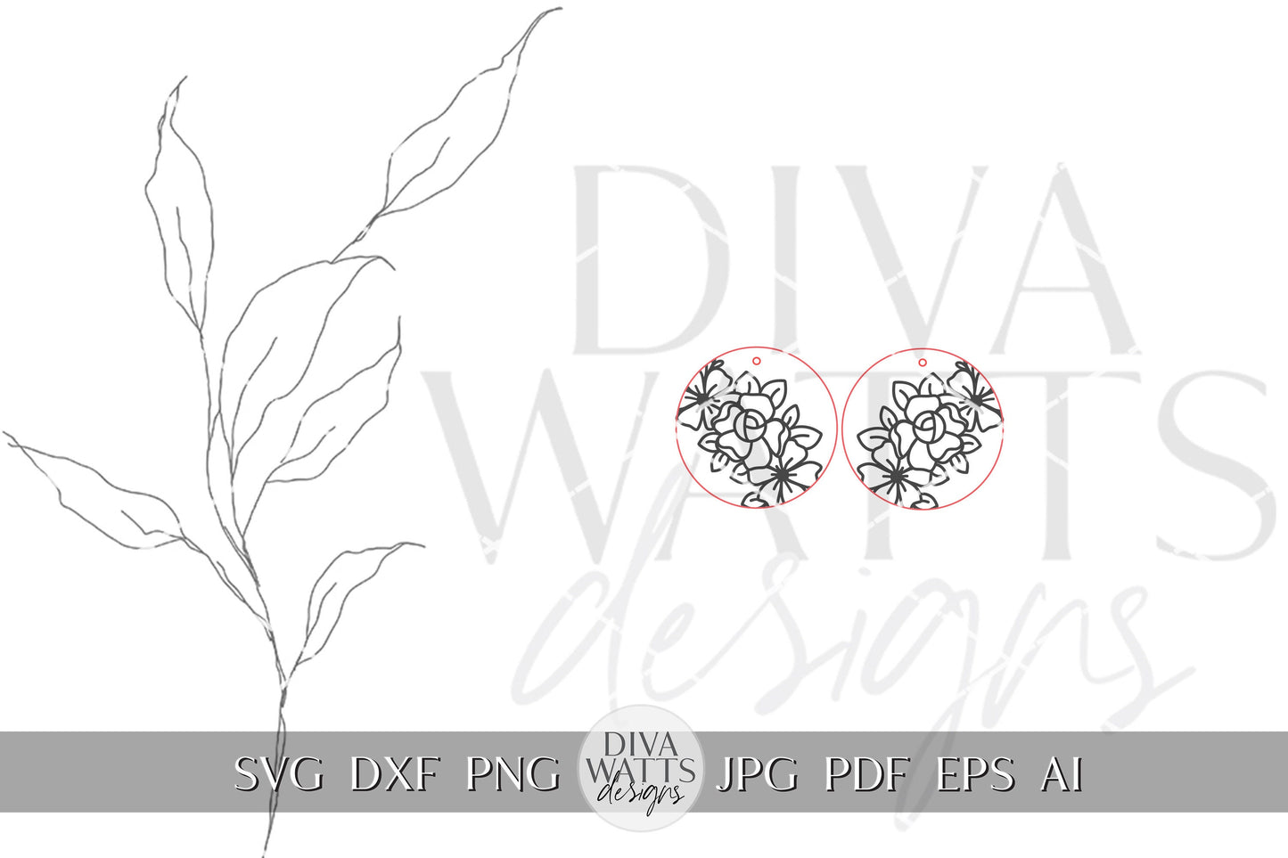 Rose Earrings Laser SVG Rose SVG For Earrings For Glowforge Earrings svg Floral Earrings svg Easy Earrings svg Circle Earrings SVG Laser