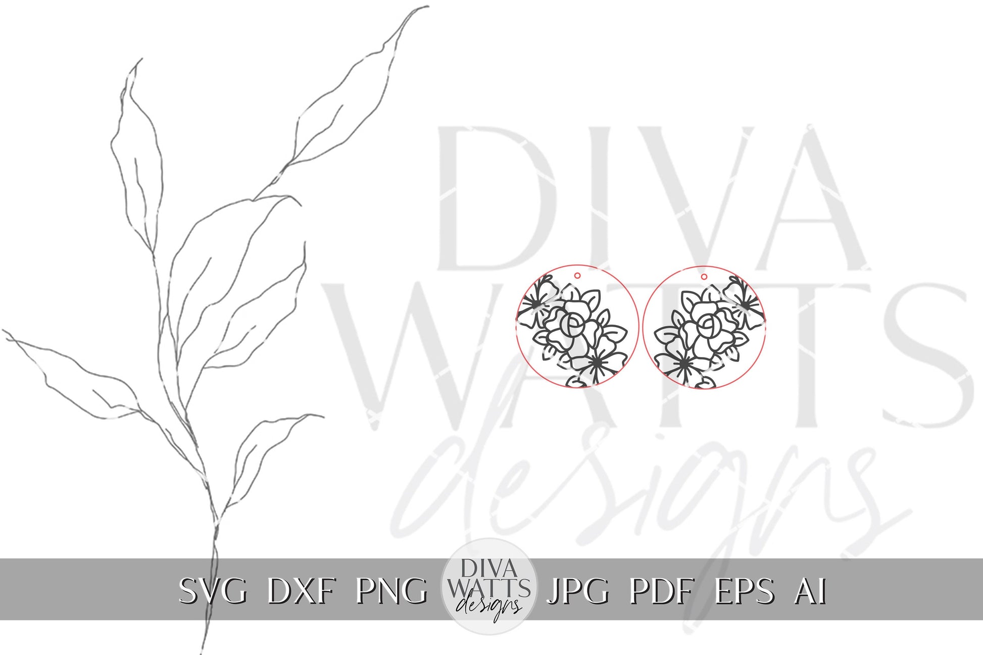 Rose Earrings Laser SVG Rose SVG For Earrings For Glowforge Earrings svg Floral Earrings svg Easy Earrings svg Circle Earrings SVG Laser