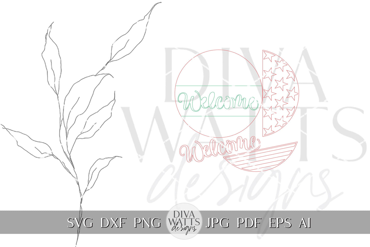 Welcome SVG Flag 4th Of July Door Hanger SVG Door Hanger For 4th of July svg For Porch Simple Patriotic svg 4th of July Glowforge svg Laser