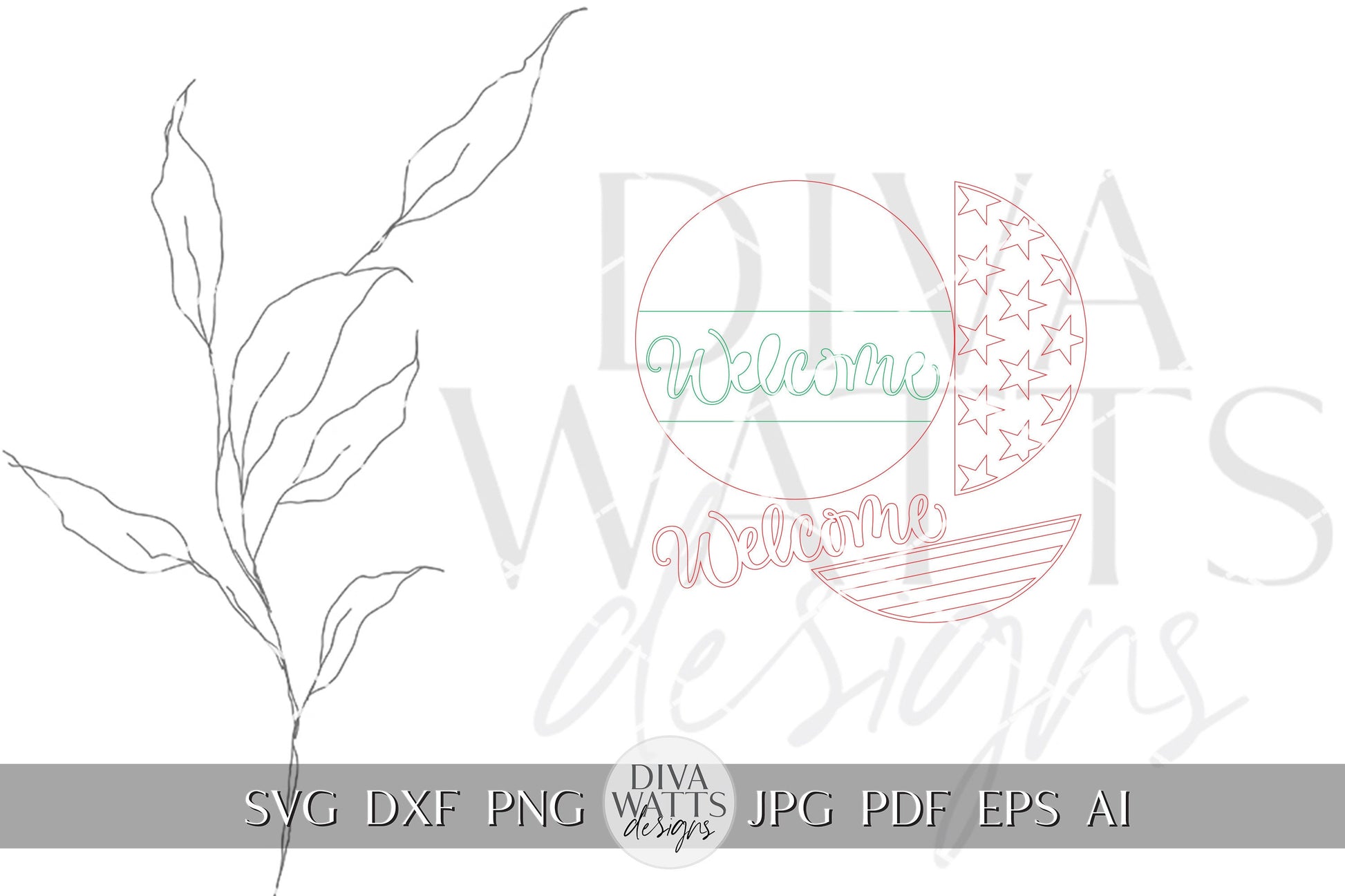 Welcome SVG Flag 4th Of July Door Hanger SVG Door Hanger For 4th of July svg For Porch Simple Patriotic svg 4th of July Glowforge svg Laser