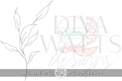Welcome SVG Flag 4th Of July Door Hanger SVG Door Hanger For 4th of July svg For Porch Simple Patriotic svg 4th of July Glowforge svg Laser