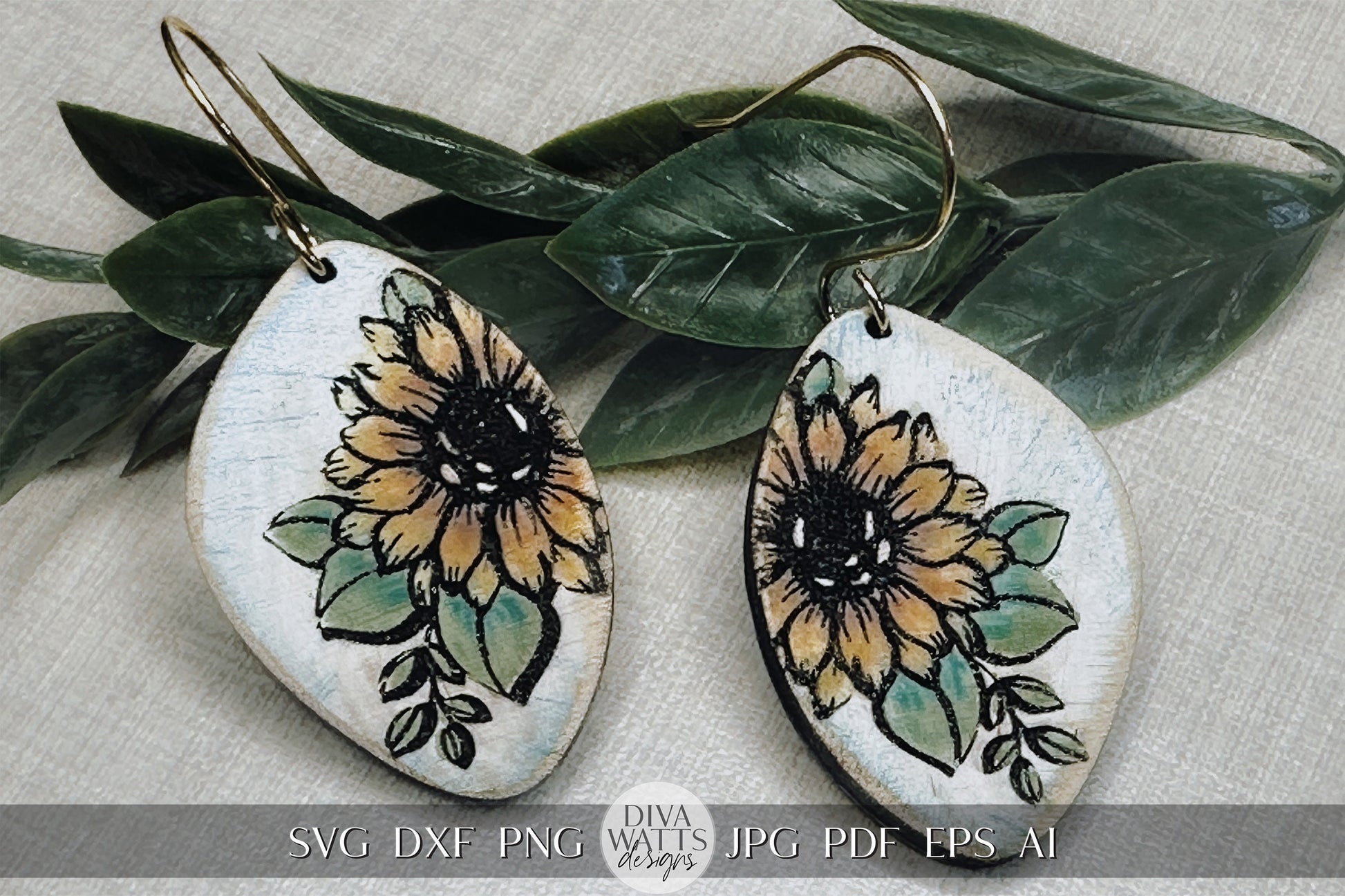 Sunflower Earrings svg Glowforge Earrings SVG Sunflower SVG For Earrings SVG Laser Earrings svg Sunflower Glowforge Laser Earrings svg