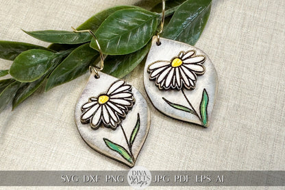 Daisy Earrings svg Glowforge Earrings SVG Daisies SVG For Earrings SVG Laser Earrings svg 3D Daisy Glowforge Laser Earrings svg