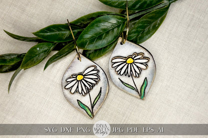 Daisy Earrings svg Glowforge Earrings SVG Daisies SVG For Earrings SVG Laser Earrings svg 3D Daisy Glowforge Laser Earrings svg