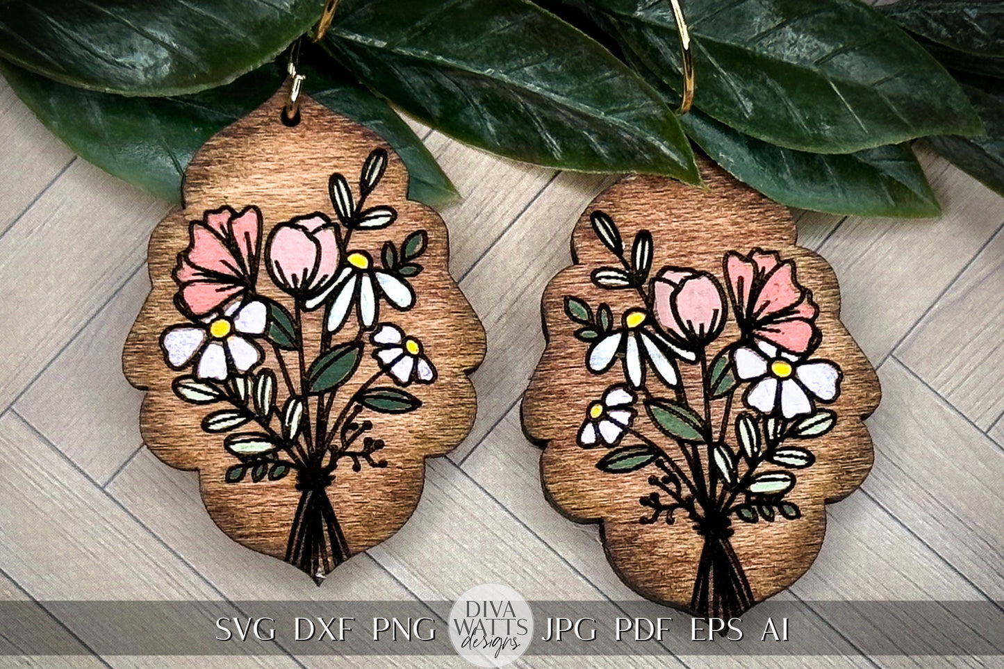 Floral Bouquet Earrings SVG Flower Earrings SVG Laser Earrings svg Glowforge Flower Earrings svg Floral Laser Earring svg Flower Jewelry svg