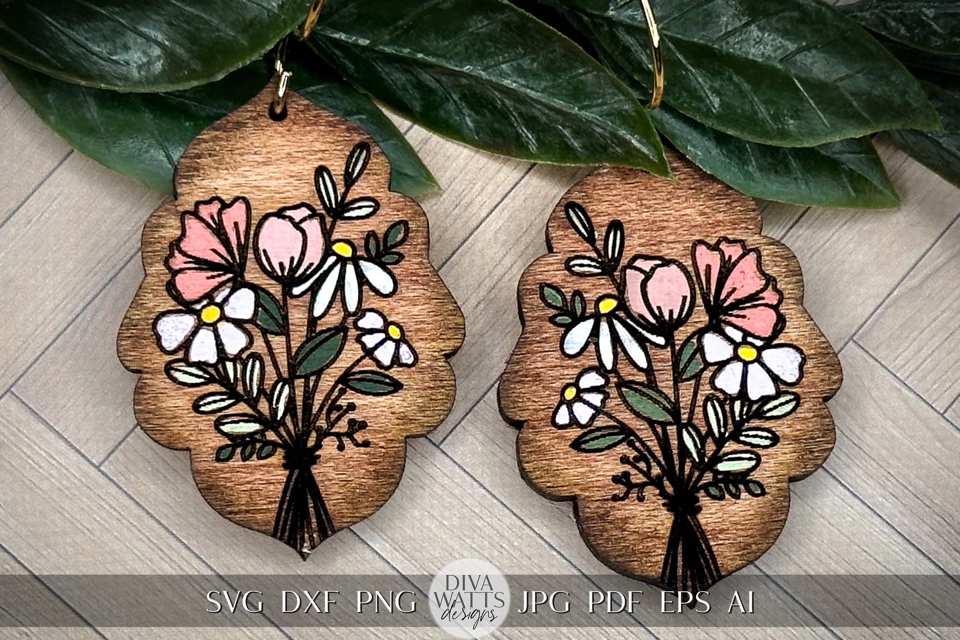 Floral Bouquet Earrings SVG Flower Earrings SVG Laser Earrings svg Glowforge Flower Earrings svg Floral Laser Earring svg Flower Jewelry svg