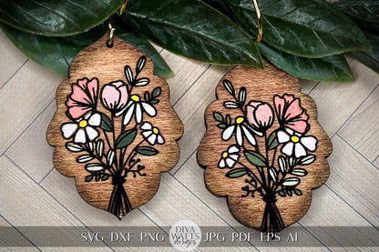 Floral Bouquet Earrings SVG Flower Earrings SVG Laser Earrings svg Glowforge Flower Earrings svg Floral Laser Earring svg Flower Jewelry svg
